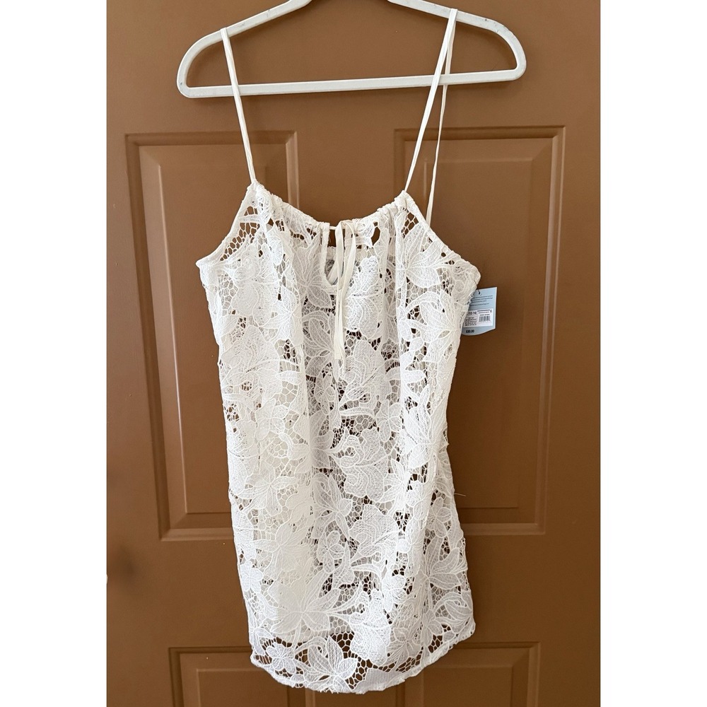 Shade & Shore Lace Floral Eyelet Sheer Cover-Up Women's L (12-14) White